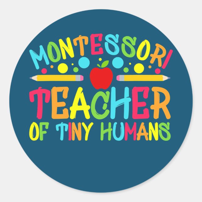 Sticker Rond Funny Montessori Enseignant Montessori Retour (Devant)
