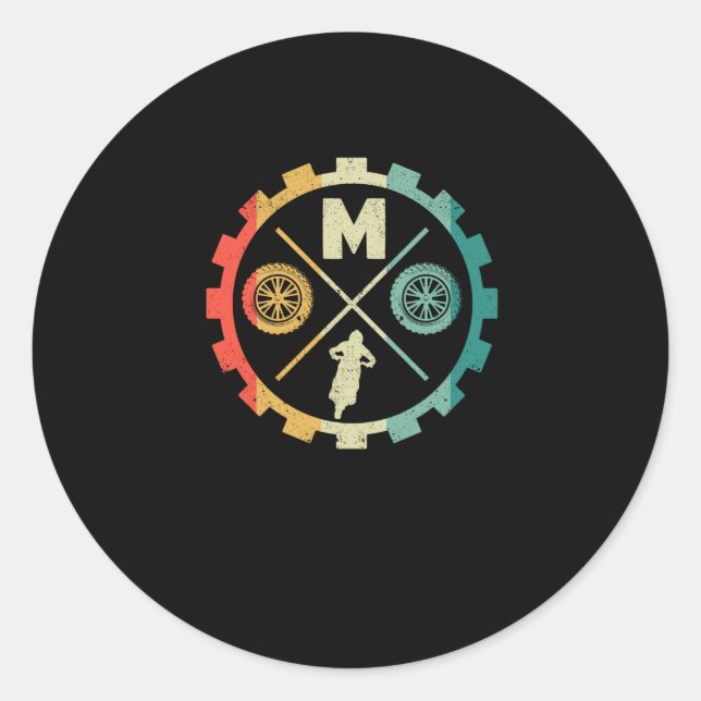 Sticker Rond Funny Moto Cross Dirt Bike Motocross Biker (Devant)