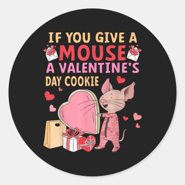 Sticker Rond Funny Mouse Valentines Jour Cookie Aimer Candy Coe (Devant)