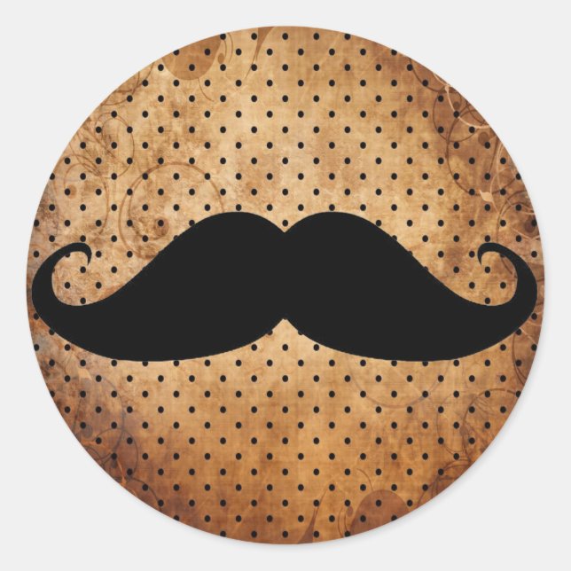 Sticker Rond Funny Moustache noire (Devant)