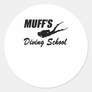 Sticker Rond Funny muff's diving school