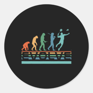 Sticker Rond Funny Nerdy Evolve Dminton Player Evolution Sports