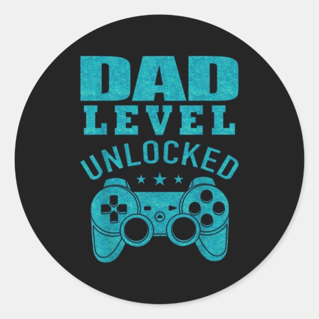 Sticker Rond Funny New Dad Shirt Dad Level Unlocked Day Tee Shi (Devant)