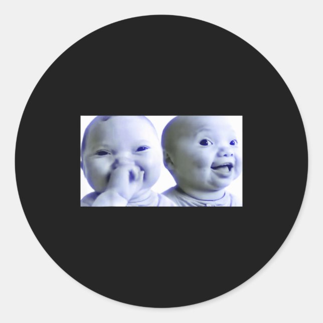 Sticker Rond Funny Niche Baby Gen Z Meme Ai Viral Giggling Ai L (Devant)
