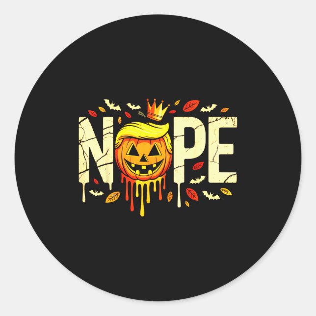 Sticker Rond Funny No Kings Halloween 2025 Distressed Usa Flag  (Devant)
