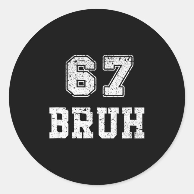 Sticker Rond Funny Number Bruh Meme Retro Gift Men, Boys Tee Fa (Devant)