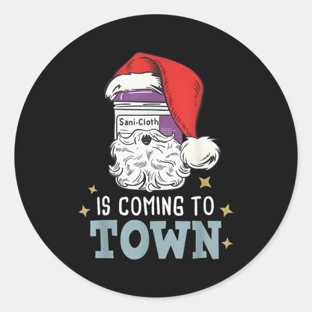 Sticker Rond Funny Nurse Christmas Rn Tech Medical Istant Holid (Devant)