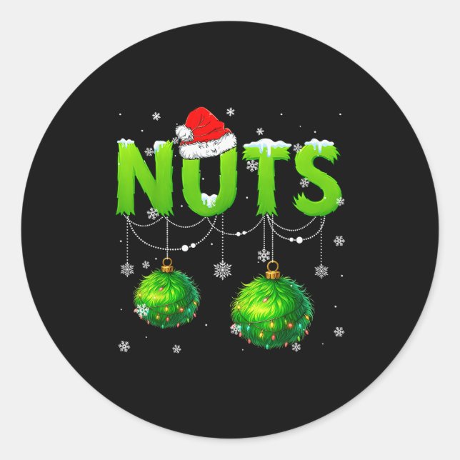 Sticker Rond Funny Nuts Santa Hat Christmas Xmas Men Women  (Devant)