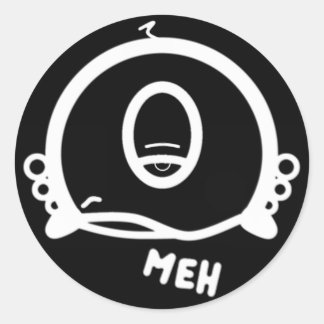 Sticker Rond Funny One-Eyed Cartoon “Meh”