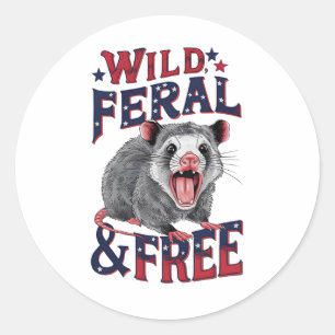 Sticker Rond Funny Opossum non charné Feral sauvage et Possum g