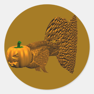 Sticker Rond Funny Orange Guppy