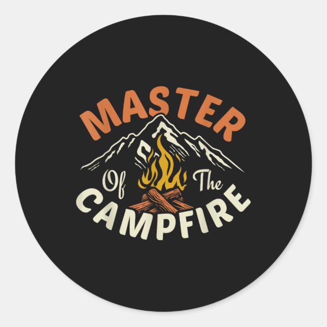 Sticker Rond Funny Outdoor Camping Gifts Men Women Master Of Ca (Devant)