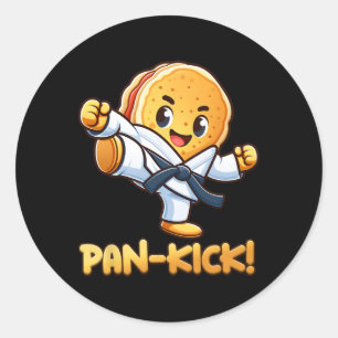 Sticker Rond Funny Pancake Pan Karate Taekwondo Kick Boys Girl