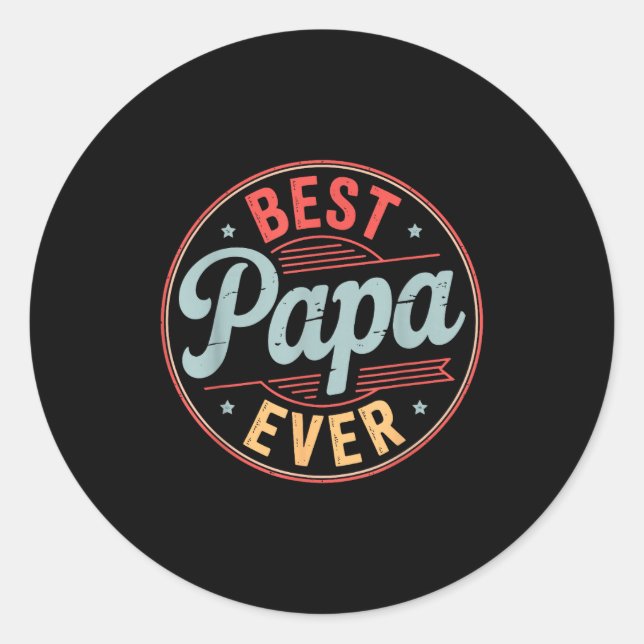 Sticker Rond Funny Papa Art For Grandpa From Grandkids Father's (Devant)