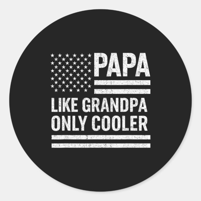 Sticker Rond Funny Papa Art For Grandpa From Grandkids Father's (Devant)