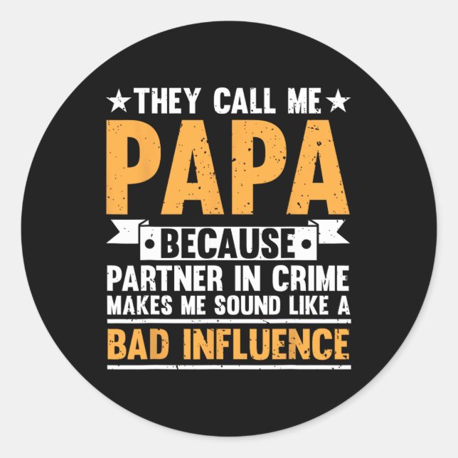 Sticker Rond Funny Papa Design Pour Papi Papi Papaw De Grand-Pè (Devant)