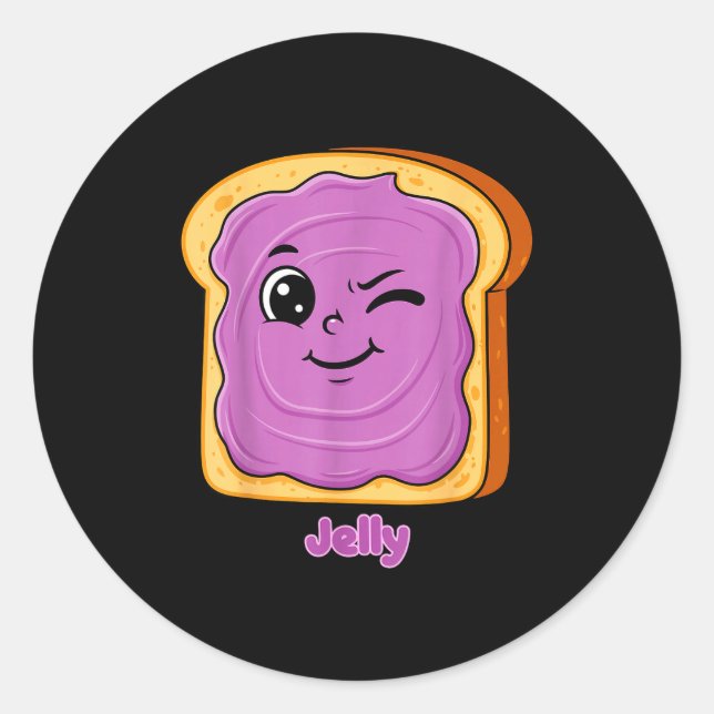 Sticker Rond Funny Peanut Butter-jelly Friends Cute Food Matchi (Devant)