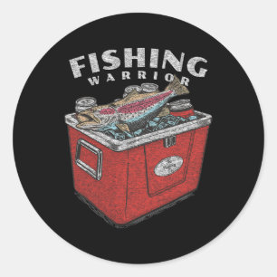 Sticker Rond Funny Pêcheur Guerrier Dit Pêcheur Vintage Gra