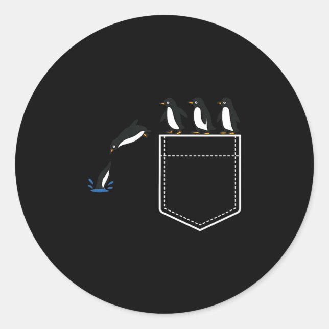 Sticker Rond Funny Penguin Cket Cute Diving Penguin Animal Love (Devant)