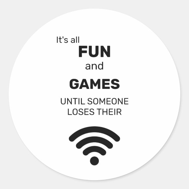 Sticker Rond Funny Perdre le T-shirt Internet WiFi (Devant)