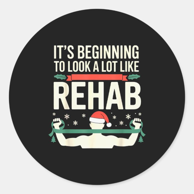 Sticker Rond Funny Physical Therast Therapy Christmas Xmas Holi (Devant)