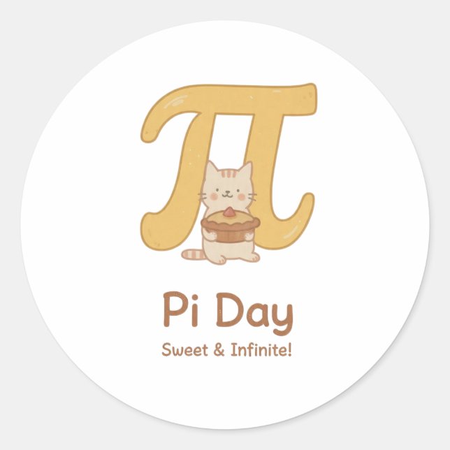 Sticker Rond Funny Pi Day Animal with Pie – Math Lover Gift (Devant)