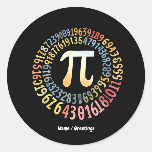 Sticker Rond Funny Pi Jour Numéros Spiral Cool Mathématique (Devant)