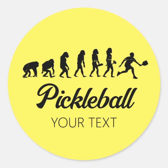 Sticker Rond Funny Pickleball Evolution personnalisée (Devant)
