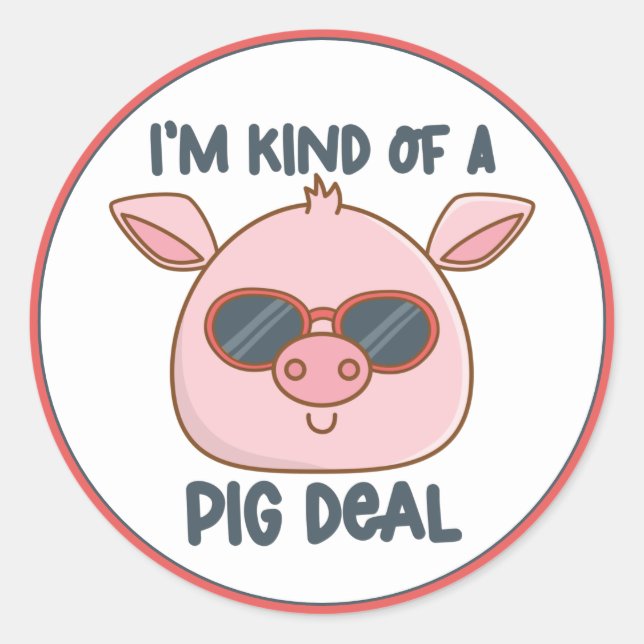 Sticker Rond Funny Pig Pun (Devant)
