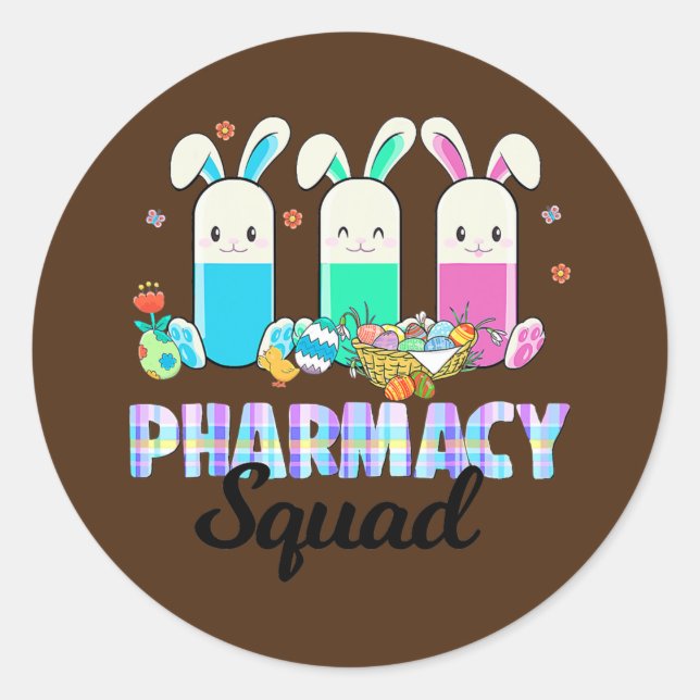 Sticker Rond Funny Pills Pharmacie Squad Pharmaciste Vie Pâques (Devant)