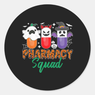 Sticker Rond Funny Pills Pharmacy Cute Halloween Pharmacy Squ