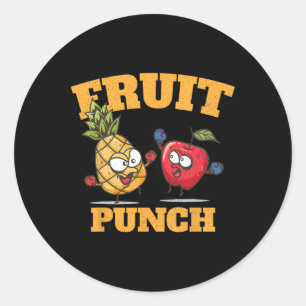 Sticker Rond Funny Pineapple Jus de boxe de pomme Fruit tropica
