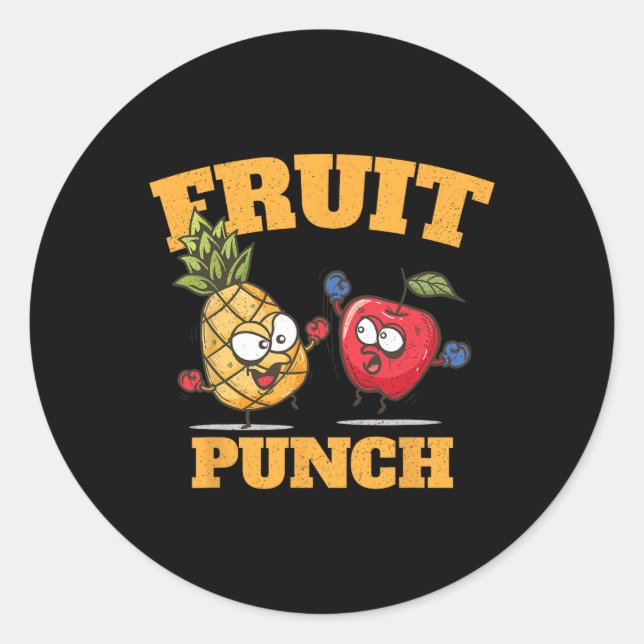 Sticker Rond Funny Pineapple Jus de boxe de pomme Fruit tropica (Devant)