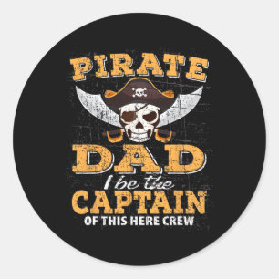 Sticker Rond Funny Pirate Nuit Papa Croisière Famille Vacances