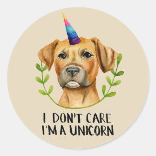 Sticker Rond Funny Pit Bull Chien Unicorne