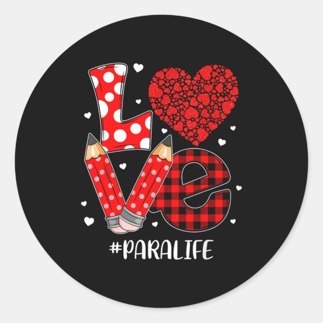 Sticker Rond Funny Plaid Heart Love Para Life Valentine Day Chr (Devant)