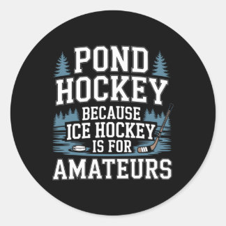 Sticker Rond Funny Pond Hockey