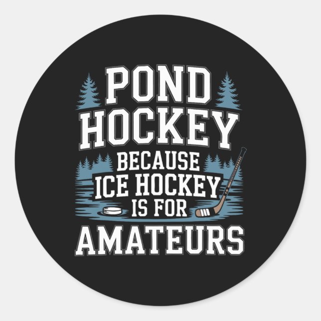 Sticker Rond Funny Pond Hockey  (Devant)