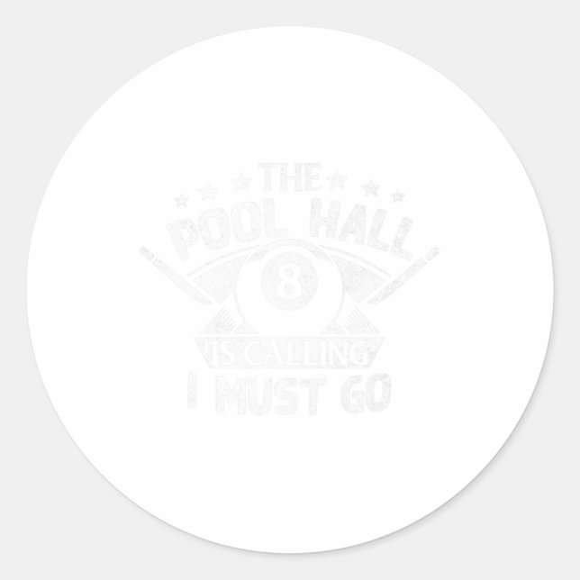 Sticker Rond Funny Pool Billard Cadeau Pool Hall Appelle I M (Devant)