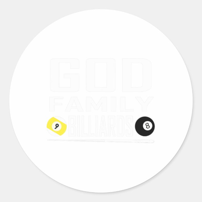 Sticker Rond Funny Pool Billard Dieu Famille Billard Cadeau (Devant)