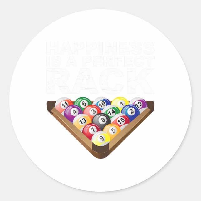 Sticker Rond Funny Pool Snooker Parfait Rack Billard 8 (Devant)