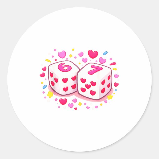 Sticker Rond Funny Preppy 67 Valentine Six Seven Dice 6 7 Men W (Devant)