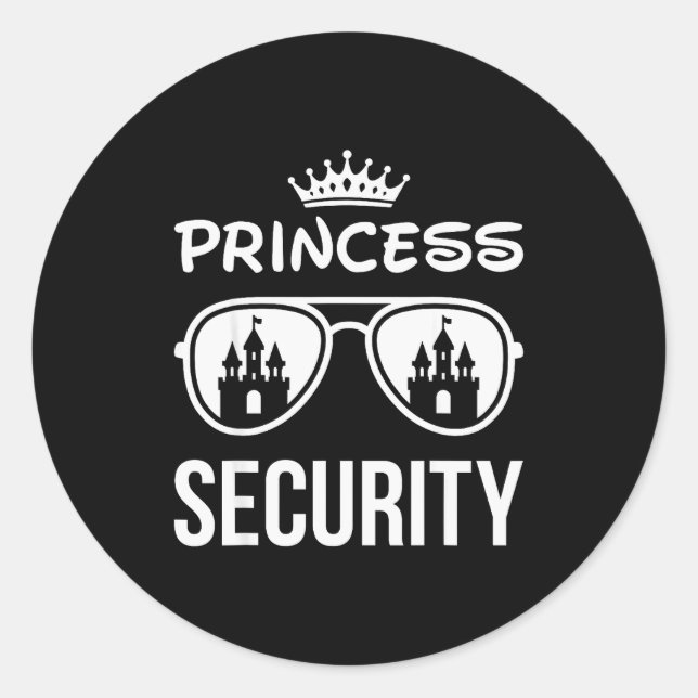 Sticker Rond Funny Princess Security Design Castle Sungles Fami (Devant)
