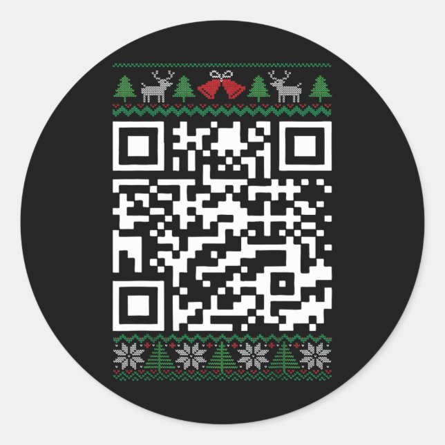 Sticker Rond Funny Qr Président Trump Code de danse Noël laid (Devant)