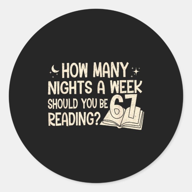 Sticker Rond Funny Reading 67 Six Seven Meme Englieacher Book L (Devant)