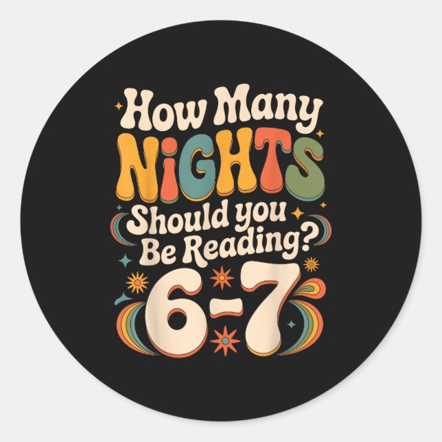 Sticker Rond Funny Reading 6 7 Six Seven Meme Englieacher Book  (Devant)