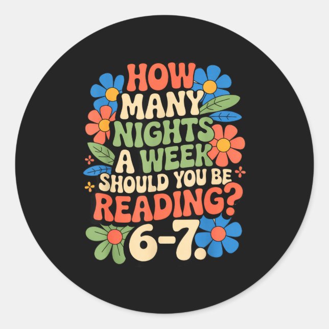Sticker Rond Funny Reading Book Teacher 67 Six Seven Meme  (Devant)