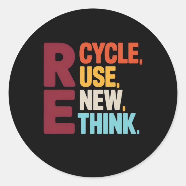 Sticker Rond Funny Recycle Réutiliser Renouveler le Jour des te (Devant)