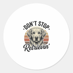 Sticker Rond Funny Retriever Chien Gravure Vintage Graphique Te