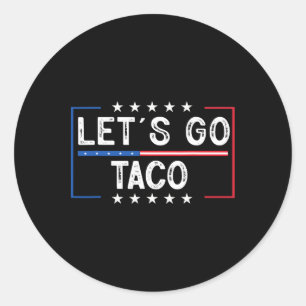 Sticker Rond Funny Retro Allons-y Taco